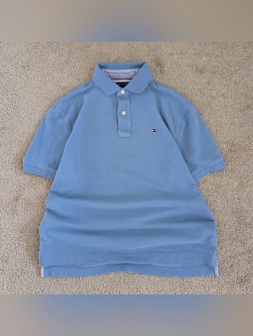 Y2K Tommy Hilfiger Light Blue Classic Polo Shirt Men's M